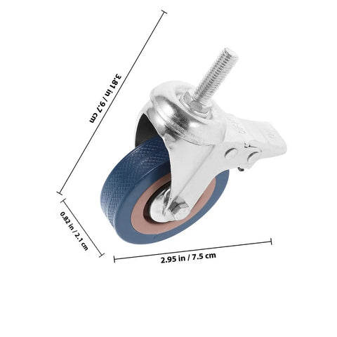 Four Pack Three Inch Gray Pvc Swivel Casters With Lock Brake Stem Mount, 2.95-inch gray PVC wheel for utility carts and workbenches.
