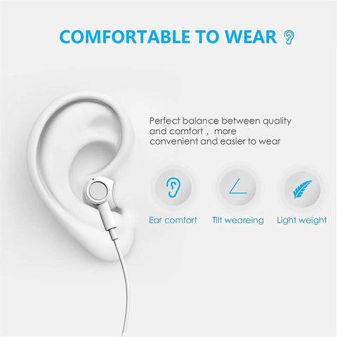 Two Pack USB C Earbuds With Mic And Remote, Noise Cancelling Wired Headphones showing in-ear comfort design and features