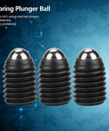 Rock Solid Heavy Duty Ball Plunger Screw Set M12x16 Threaded Positioning Fasteners shown in three angles, carbon steel, ideal for CNC jigs.