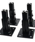 4 Pack 2020 Aluminum T Slot Floor Mount Base Bracket Corner Connector Heavy Duty Carbon Steel Anchor Kit With M6 Bolts, black finish.