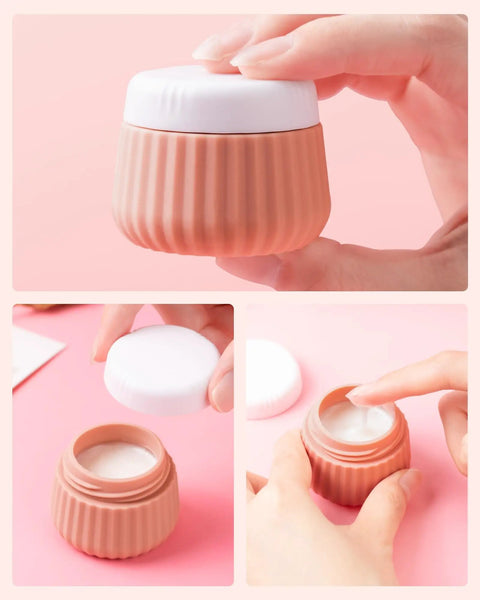 TSA Approved Travel Containers Four Pack With Leak Proof Silicone Jars And Rose Gold Transparent Cosmetic Bag For Toiletries 1 Ounce Carry On
