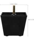 8-Piece Square Sofa Legs With Threaded Studs For Cabinets And Benches, close-up view of black adjustable furniture foot with dimensions.