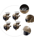 Heavy Duty Swivel Casters Engineered To Be Heavy Lifters For Workshop Benches And Storage Racks with locking brakes and black wheels.