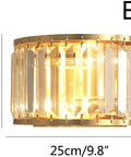 BUNCC Modern Minimalist Metal Wall Sconce, E14 LED Crystal Indoor Wall Light Fixture, 15cm x 25cm size with gold frame.