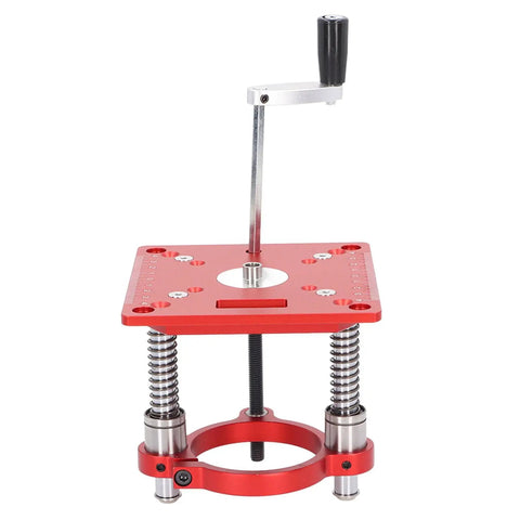 Pro Grade Router Table Lifting System With Circle Clamping For 63.5-65mm Milling Machines Aluminum Anodized Finish CNC Processed For Precision Woodworking And DIY Projects, red lift table