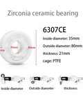 Premium Heavy Duty Full Zirconia Ceramic Deep Groove Ball Bearing 6312Ce 60X130X31Mm Five Pack Rolls, showing 6307CE with dimensions.