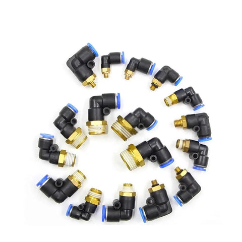 100 Piece Pneumatic Air Connector Kit With 4 6 8 10 12 Millimeter Barbed Fittings And Quick Connect Elbows For 1/8 1/4 3/8 1/2 Inch