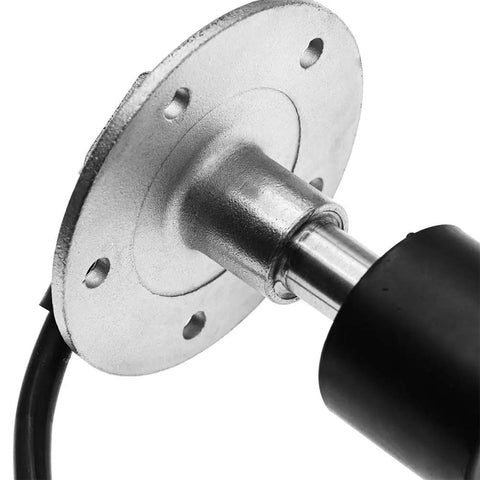 Close-up of Built Like A Tank 34 Inch Fuel And Water Tank Sending Unit with stainless steel flange and connector.