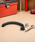 Top Shelf Replacement Handle For Tire Balancing Machines Using Beefy Plastic Caliper Cranks With Precise Measurement Grip and Quick Release Setup For Active Mechanics on workshop table.