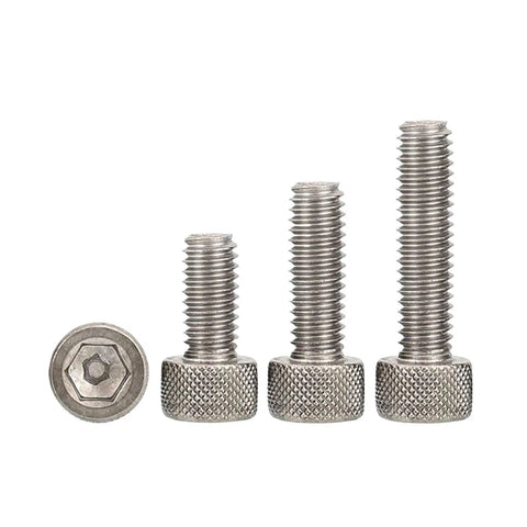 Top Shelf Grade Two Titanium Hex Socket Cap Screws Din 912 M8 Metric Knurled Grip Industrial Hardware Pack, various lengths displayed.