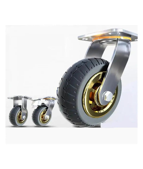Smooth As Butter 8 Inch Industrial Grade Heavy Duty Caster Wheels Four Pack Silent Rubber Swivel Rollers with directional brakes