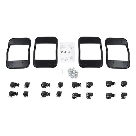 Heavy Duty 4 Pcs Car Mover Dollies 6000 Lbs Capacity parts including black frames, screws, and rollers for garage use.