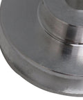 Runs Buttery Slick Single Groove Pulley Wheel Crafted From Heavy Duty Silver Aluminum Alloy With An 8mm Fixed Bore close-up view.