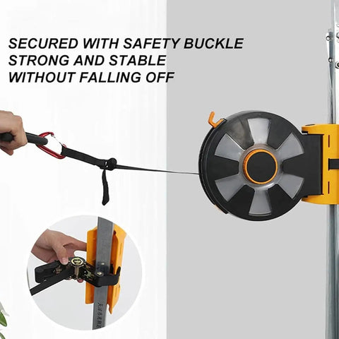 Heavy Duty Home Flywheel Trainer With Rock Solid Non Slip Handle And Sturdy Drawstring Loop Safely Encasing Rotating Shell showing safety buckle