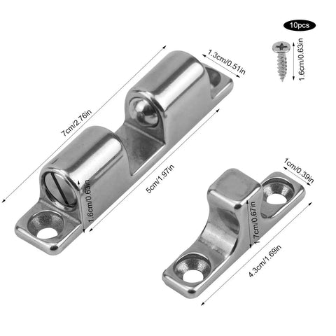 Heavy Duty Marine Grade 316 Stainless Steel Double Roller Cabinet Tension Latches With Mounting Hardware viewing dimensions and details.