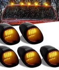 Upgrade Solar Cab Lights For Trucks No Drill Roof LED Marker Lights with Waterproof Clearance, set of five on flat surface