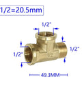 Brass One Half Inch Threaded Hose Connector Tee Joint Three Way Water Divider Pipe Fitting Adapter Set Of 10 Yellow Silver Plated Ideal For Garden Hoses Faucets Sprinklers And Irrigation Systems, 1/2 inch size