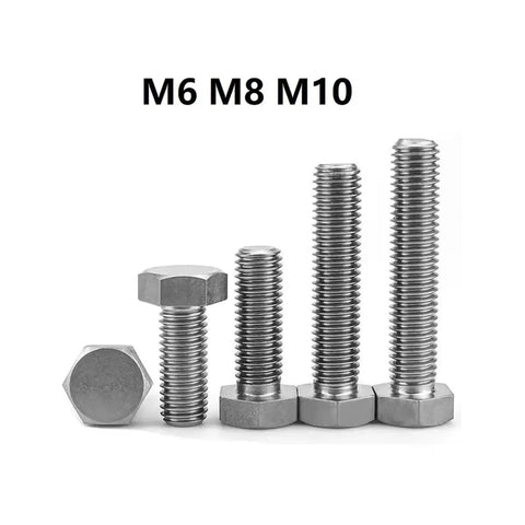 Hardcore Pure Titanium Hexagon Bolts And Outer Hex Screws M10 X 35 Millimeter Badass Fasteners Smooth Ride For Gritty Diy Metalworking And Auto Repairs showing M6, M8, and M10 hex bolts.