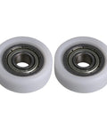 Heavy Duty Nylon Pulley Wheels With Slick Roller Bearings For Breeze To Install Sliding Windows Doors And Cabinet Drawers 5X19X7MM White Coated Finish Pack Of Four, showing two wheels side by side.