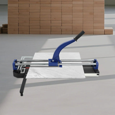 31 Inch Manual Tile Cutter Heavy Duty Precision Scoring Tool With Ball Bearings And Ruler Bar For Crisp Cuts On Wall Tiles Ceramic And Porcelain on a flat surface.