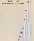 Display of Heavy Duty Clear PVC Hinge System For Acrylic And Plexiglass Panels Seventy Two Inch Four Pack in various lengths.