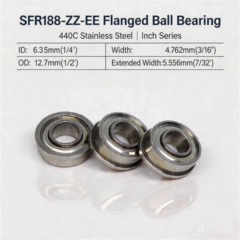 10 Pack Rock Solid Stainless Steel Flanged Bearings FR188 R188 Double Shield Sealed Precision Ball Bushings in display