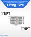 316 Stainless Steel Hex Nipple Fitting 1 Inch NPT Male Pipe Connector For Marine Plumbing Heavy Duty Corrosion Resistant