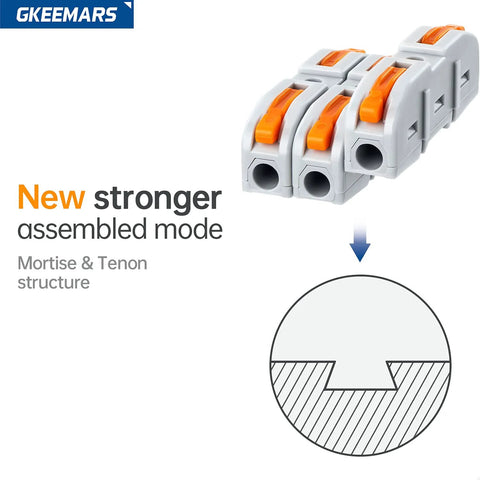 GKEEMARS 50-pack 1-conductor inline wire connectors with orange levers and gray housing for 24-12 AWG
