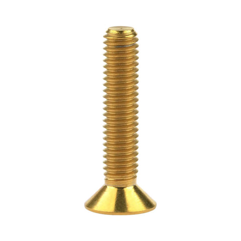 Badass Gr5 Titanium Countersunk Head Bolts M6 X 30 Millimeter Gold Anodized Finish Hex Socket Screws side angle view