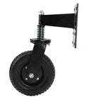 Two Pack Eight Inch Steel Rubber Gate Wheels With Silent Spring Suspension For Heavy Swing Gates And Diy Upgrades featuring single rubber gate wheel with spring mount.