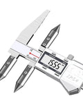 Digital Edge Center Caliper With Dang Accurate Readings To Nail Cone Hole Measurements And Precision Shop Work Reliable High Resolution Clear Screen Build showing a close-up view of precise measurements on a high-resolution LCD.
