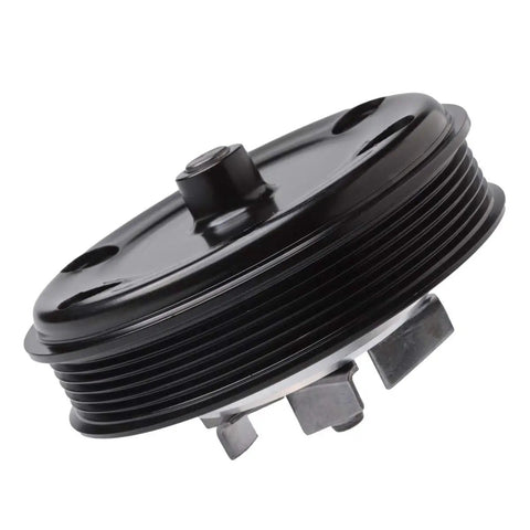 Heavy Duty Water Pump And Thermostat Gasket Set Built Tough To Run Slick For 4.3L V6 5.3L 6.2L V8 Engines Cadillac Escalade Chevy Tahoe Suburban Silverado Sierra Yukon close-up of water pump with slotted design.