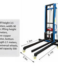Heavy Hitting Wheeled Material Lift Skid Table, Portable Panel Hoist Elevator For Job Sites, dimensions showing 6 meter height.