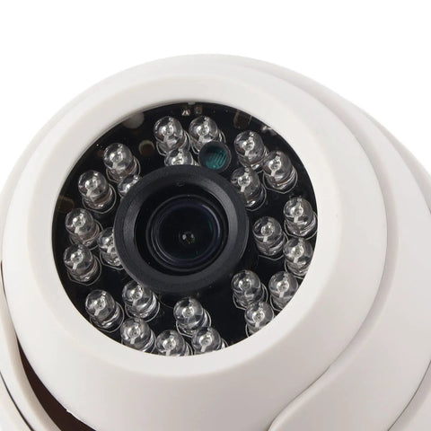 Rock Solid 1080P Hd Dome Security Camera With Hella Crisp Infrared Night Vision And 3.6Mm Lens, close-up view of lens and night lights.
