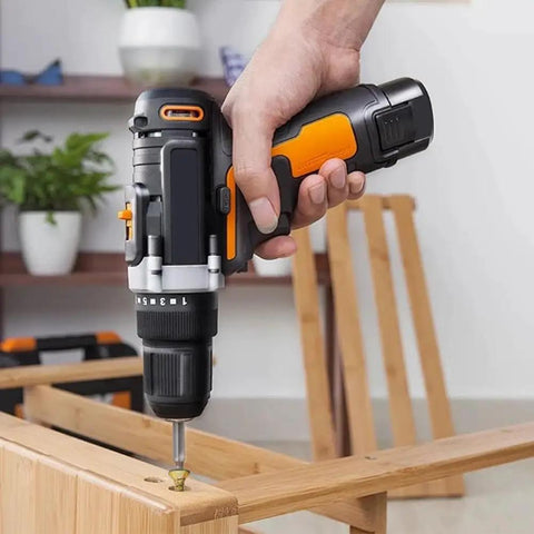 6x14mm Short Expansion Screw Set For Thin Substrates being used with a drill on wooden furniture frame in home improvement project.