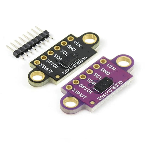 High Grade ToF Laser Range Finder Module With I2C Port For Arduino And Raspberry Pi Kits, two circuit boards shown.