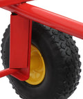 Close-up of ten inch inflatable tire on Rock Solid Six Wheel All Terrain Dolly 1200 Pound Heavy Duty Moving Cart.