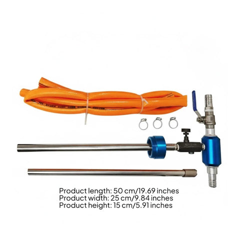Predolo Adjustable Automatic Coolant Blending Mixer For Machinists And Cnc Shops Heavy Duty Fluid Mixing Device with stainless steel and blue control valve.