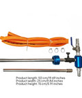 KiBcsLic Automatic Coolant Blending Mixer With Adjustable Inline Design For Cnc Shops And Machine Tools components with orange hoses and blue fittings.