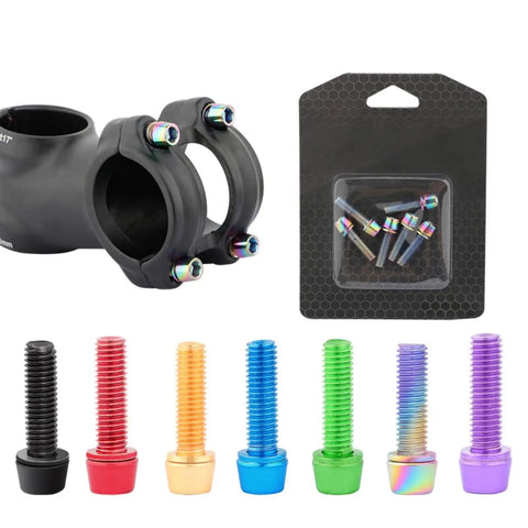 Top Performance M5x18mm Titanium Bike Stem Bolts With Dope Red Pvd Finish And 4Mm Socket Hex Heads in multiple colors