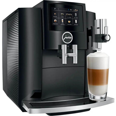 Recertified S8 Automatic Coffee And Espresso Maker In Slick Piano Black Featuring Color Touchscreen Aroma Grinder And Fine Foam Tech For Knockout Brew Vibes And Zero Fuss Sipping with milk drink