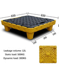 Anti Slip Oil Spill Containment Tray For Workshops And Garages, Durable polyethylene platform with dimensions and load capacities shown.