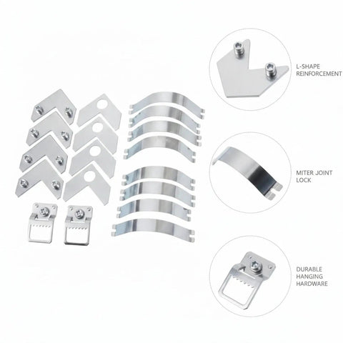 Aluminum L Shaped Corner Braces For Picture Frames And DIY Projects Metal Miter Joint Reinforcement Kit components
