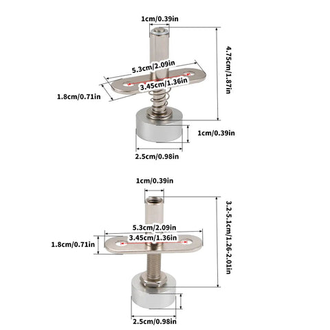 All Purpose Adjustable Pivot Door Hinge With 360 Degree Rotation And Concealed Pivot, shaft dimensions and hardware shown