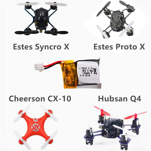 Two Pack 3.7V 100mAh LiPo Battery For Tiny Quadcopters Like WLtoys V272 Cheerson CX 10 Mini Estes Proto X Syncro X Nano Drones