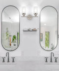 Two Light Vanity Lights Brushed Nickel Wall Sconce With Clear Glass Shade for modern bathroom mirror lighting.