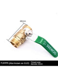 No Sweat 1/2 Inch Brass Ball Valve Male To Female Quick Turn Swivel Handle with measurements, ideal for plumbing and automotive use.