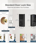 Dimensions and features of Keyless Front Door Lock With Touchscreen Keypad Fingerprint And App Remote Control Smart Deadbolt