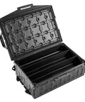 Open view of TracPak Tray 1x3 Half Depth 2-Pack for Stackable Storage Boxes, featuring 3-compartment inserts, made in USA.
