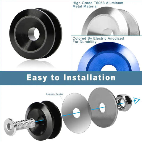 Front And Rear Bumper Quick Release Fasteners Kit Bolt On Ready 4 Piece Black Aluminum CNC Machined With Stainless Bolts Nuts Washers And O Ring Set Included